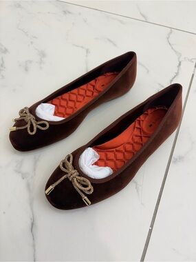 Birdies THE HUMMINGBIRD Brandy Velvet Jeweled Bow flats